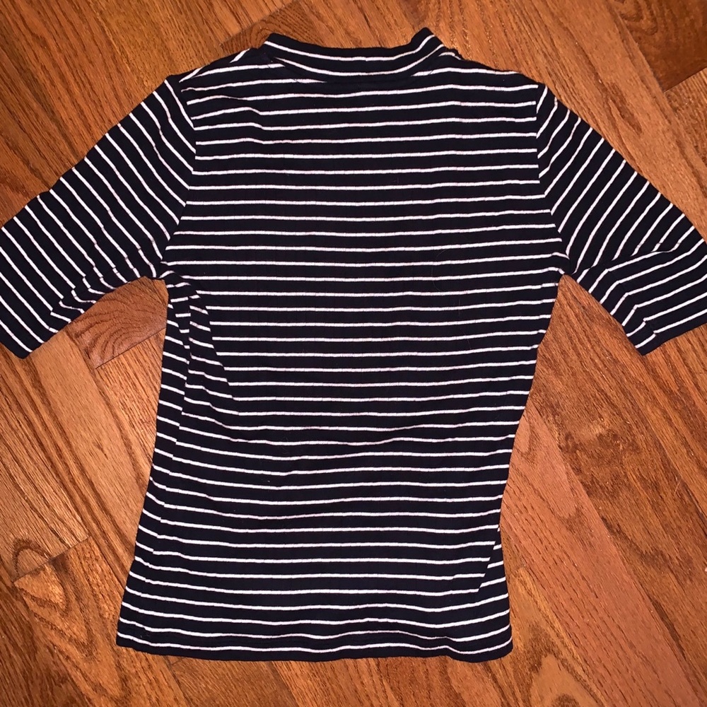 Striped Shirt Mock Turtle Neck